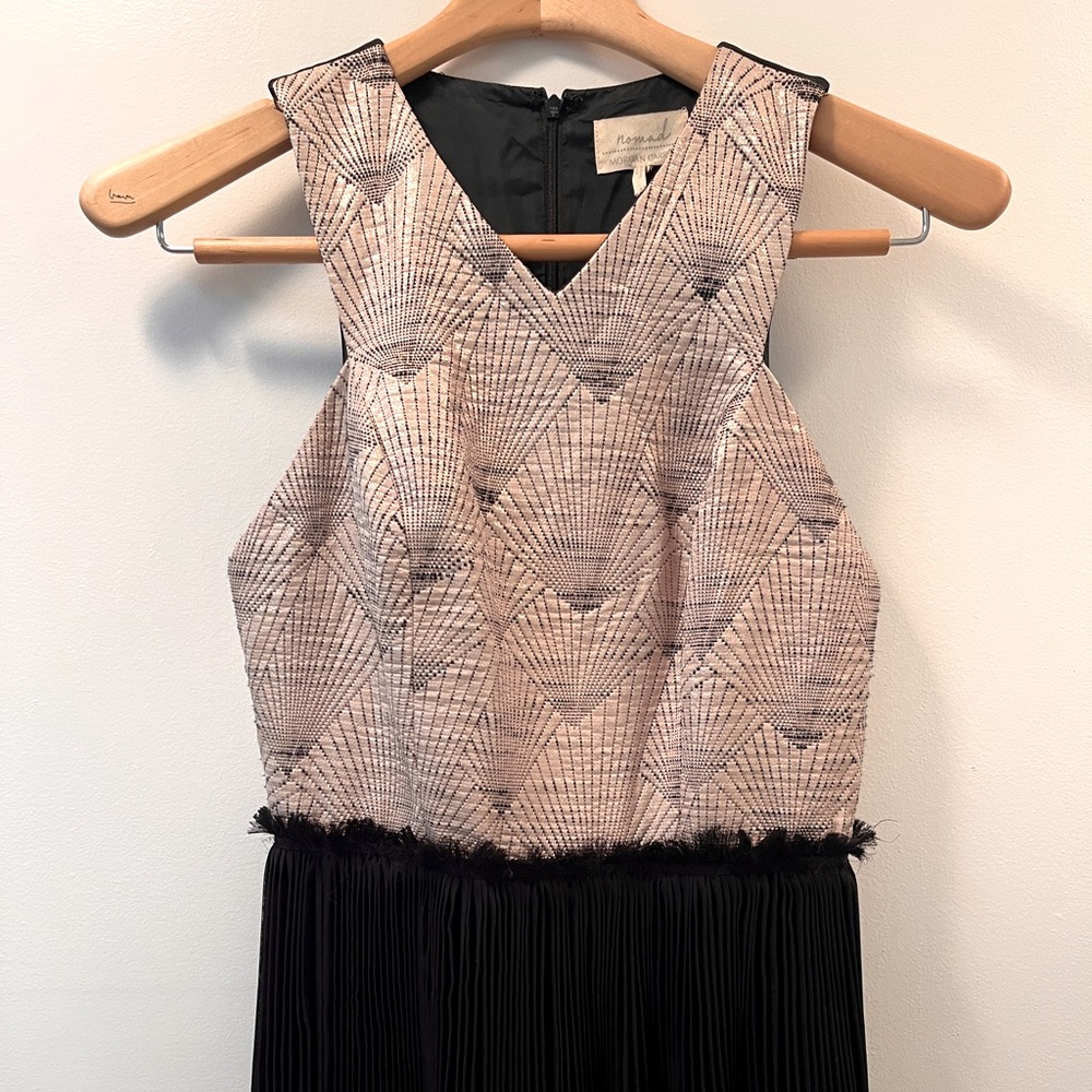 Nomad Morgan Carper rose gold and black midi dress with pleats
